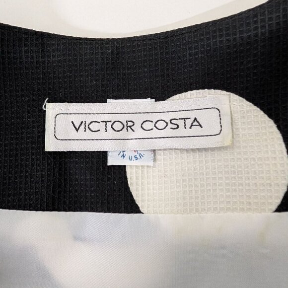 Vintage 80s Victor Costa Dress Womens Size 8 Black Polka Dot Puff Sleeve Party - Picture 7 of 13